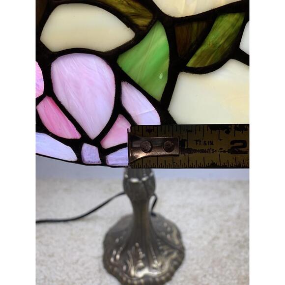 Tiffany style 16" Stained Slag Glass Table Accent Lamp Floral Design - Picture 13 of 15